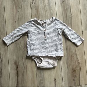 3/$20 H&M 6-9m Baby Striped Cotton Long Sleeve Onesie Shirt